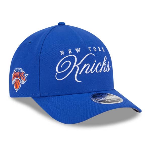 New York Knicks 2025 NBA Draft 9FORTY M-Crown A-Frame Snapback Cap Blue
