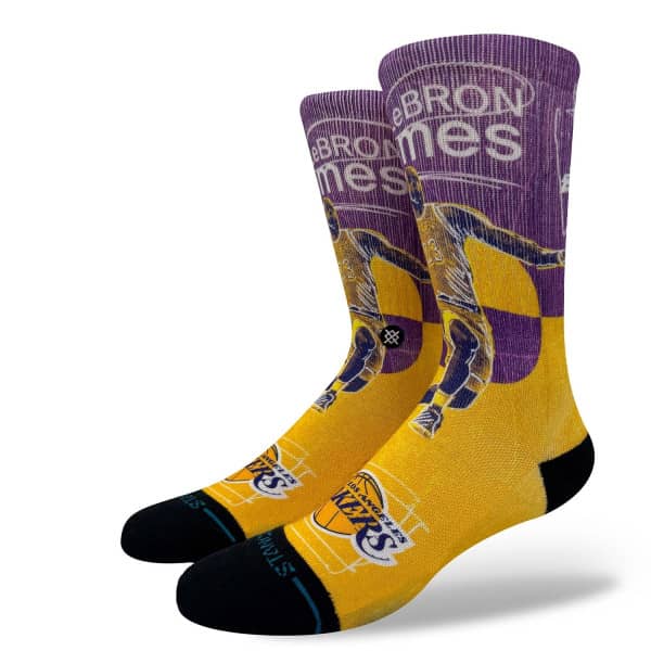 LeBron James Los Angeles Lakers Stance Pasted Crew Socks