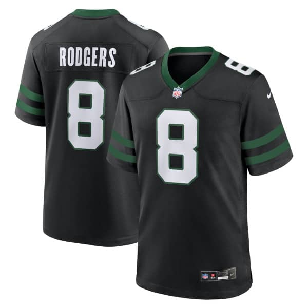 Aaron Rodgers #8 New York Jets Nike Game NFL Trikot Schwarz