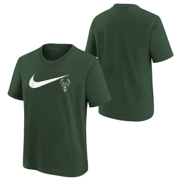 Milwaukee Bucks Nike Swoosh Logo NBA T-Shirt Green (YOUTH)