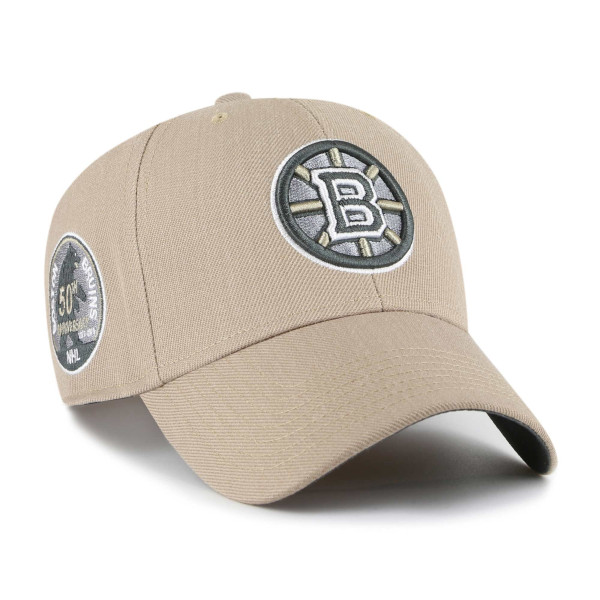 Boston Bruins 50th Anniversary Snapback '47 MVP NHL Cap Khaki