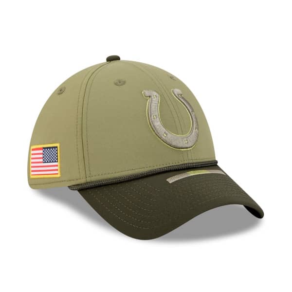 Indianapolis Colts 2025 NFL Salute to Service New Era 39THIRTY Flex Cap Olive