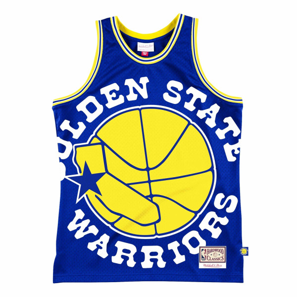 Golden State Warriors Big Face 2.0 Mitchell & Ness NBA Jersey Blau