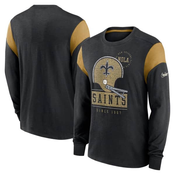 New Orleans Saints NFL Historic Nike Slub Longsleeve Shirt Schwarz