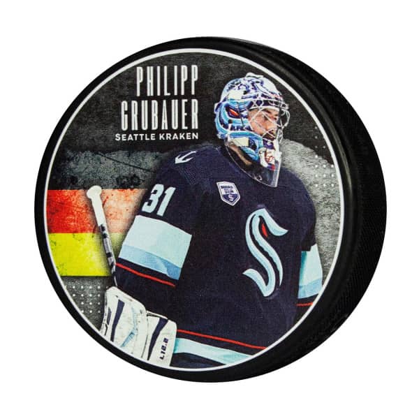 Philipp Grubauer Seattle Kraken InGlasCo NHL Souvenir Puck