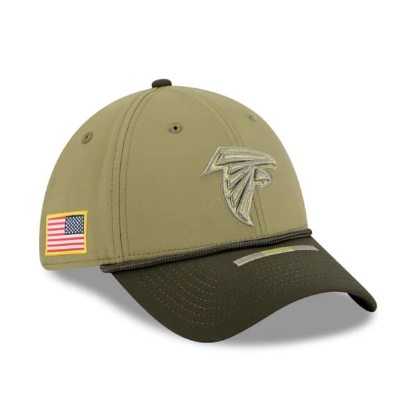 Atlanta Falcons 2025 NFL Salute to Service New Era 39THIRTY Flex Cap Oliv