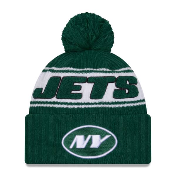 New York Jets 2024 NFL Sideline New Era Sport Knit Wintermütze Grün