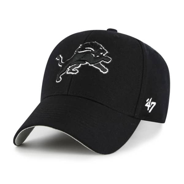 Detroit Lions Black & White '47 MVP Adjustable NFL Cap Black