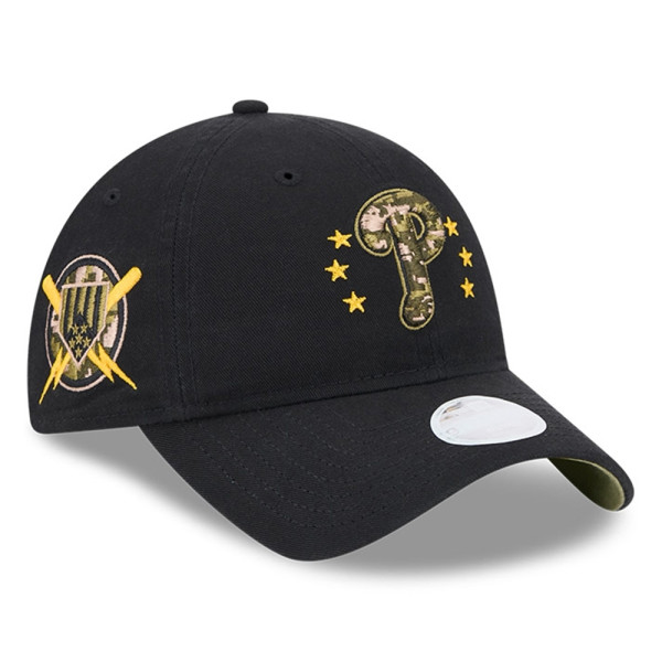Philadelphia Phillies 2024 MLB Armed Forces New Era Women's 9TWENTY Cap Black