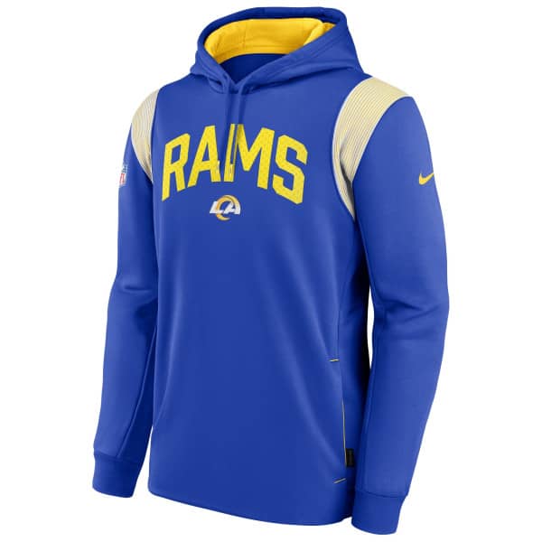 Los Angeles Rams 2022 NFL On-Field Sideline Nike Therma-FIT Hoodie Blue