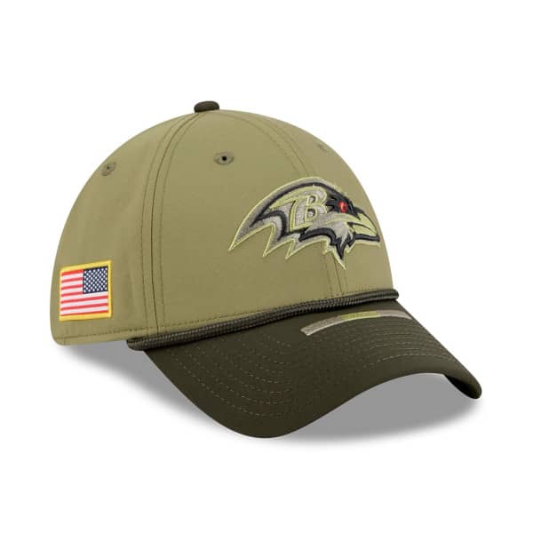 Baltimore Ravens 2025 NFL Salute to Service New Era 39THIRTY Flex Cap Olive