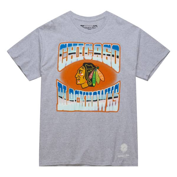 Chicago Blackhawks Stateside Pastel Mitchell & Ness NHL T-Shirt Gray