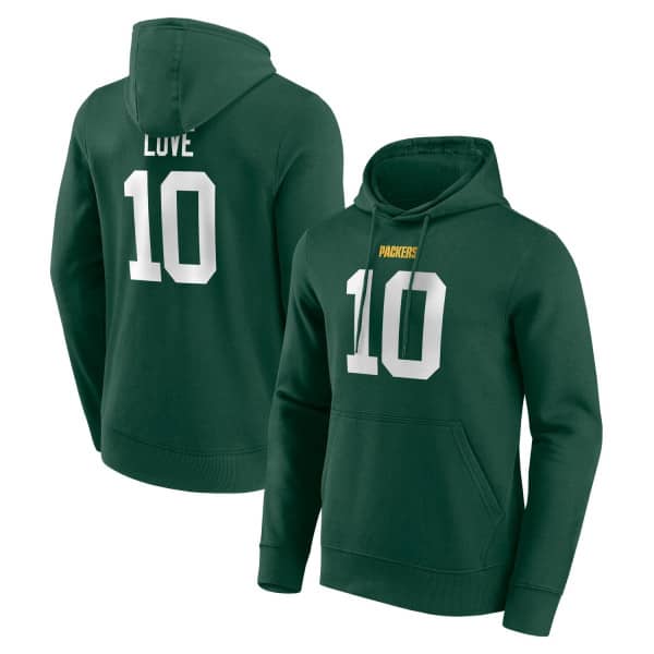 Jordan Love #10 Green Bay Packers Player NFL Hoodie Green