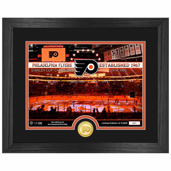 Philadelphia Flyers 2-Time Stanley Cup Champions Bronze Coin Framed NHL Photo