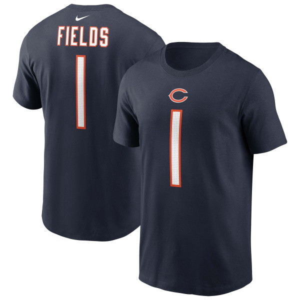 Justin Fields #1 Chicago Bears Nike Player NFL T-Shirt Navy