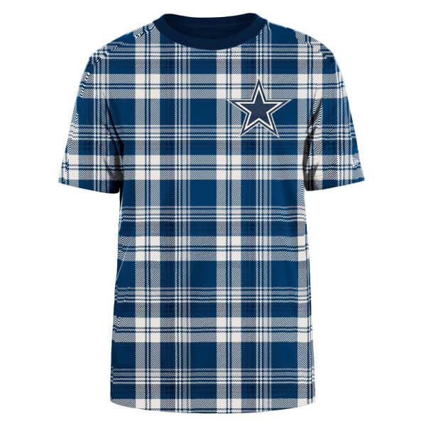 Dallas Cowboys Plaid 2024 New Era 3rd Down NFL T-Shirt Navy