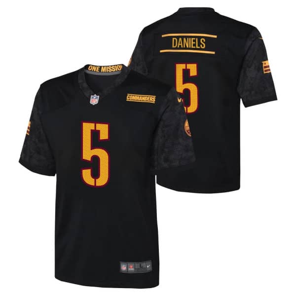Jayden Daniels #5 Washington Commanders Game NFL Jersey Alternate Black (YOUTH)