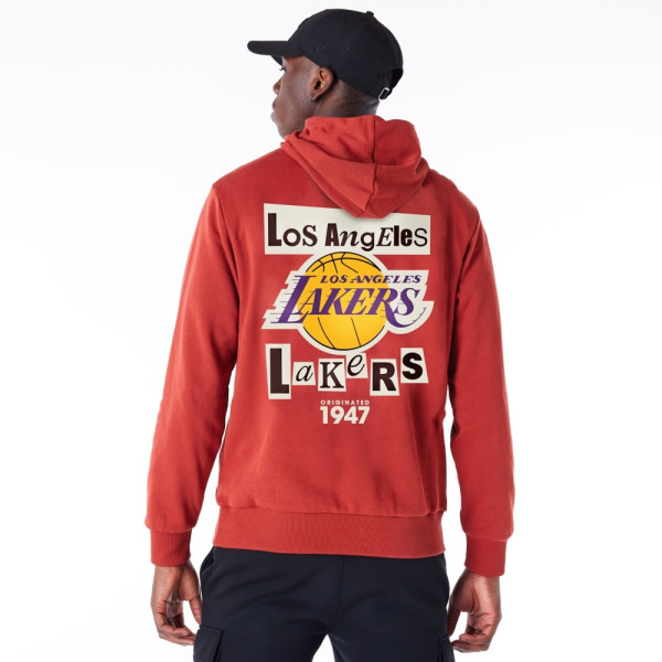 Los Angeles Lakers Newspaper Script New Era NBA Hoodie Red