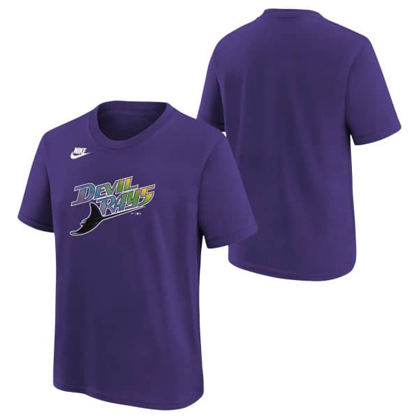 Tampa Bay Rays Cooperstown Logo Nike MLB T-Shirt Purple (YOUTH)