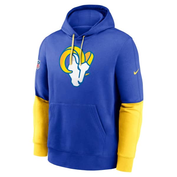 Los Angeles Rams 2024 NFL Sideline Nike Club Hoodie Blue
