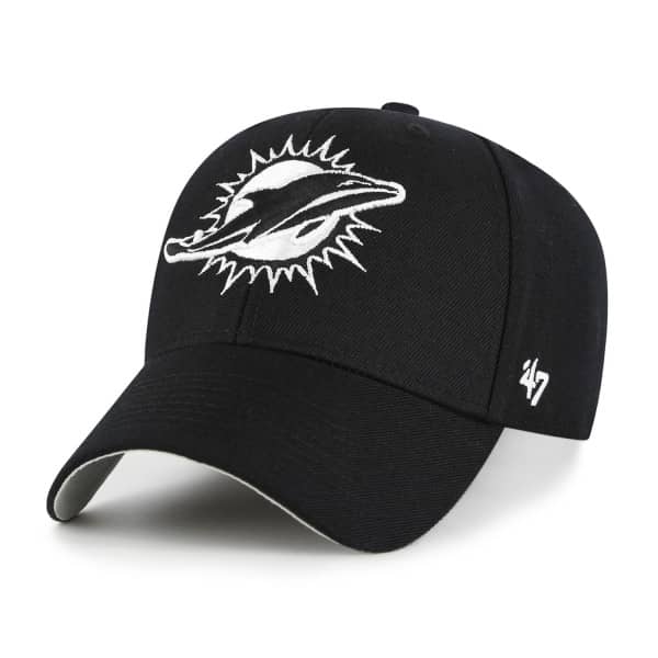 Miami Dolphins Black & White '47 MVP Adjustable NFL Cap Black