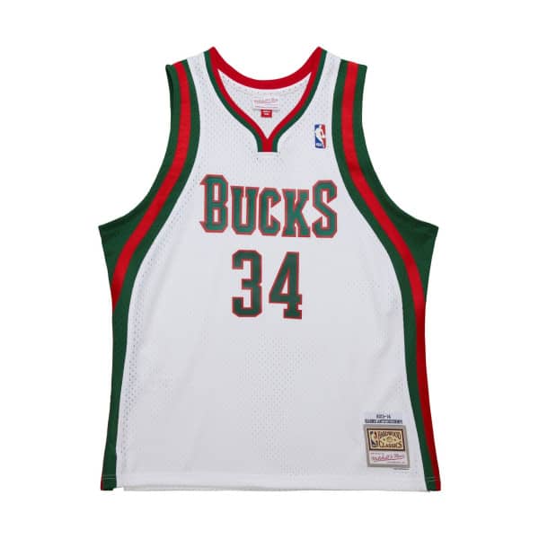 Giannis Antetokounmpo #34 Milwaukee Bucks 2013-14 Mitchell & Ness Swingman NBA Jersey White