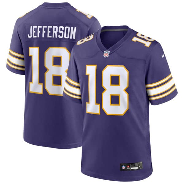 Justin Jefferson #18 Minnesota Vikings Classic Nike Game NFL Jersey Purple