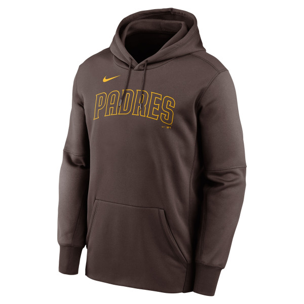 San Diego Padres Wordmark Nike Therma Dri-FIT MLB Hoodie Braun