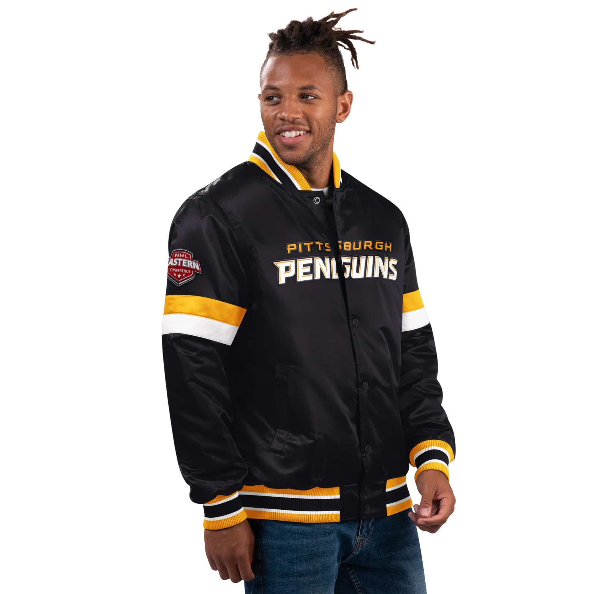 Starter Pittsburgh Penguins Home Game NHL Varsity Satin Jacke Schwarz ...