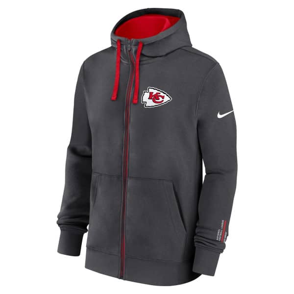 Kansas City Chiefs Playbook NFL Full-Zip Fleece Hoodie Anthracite