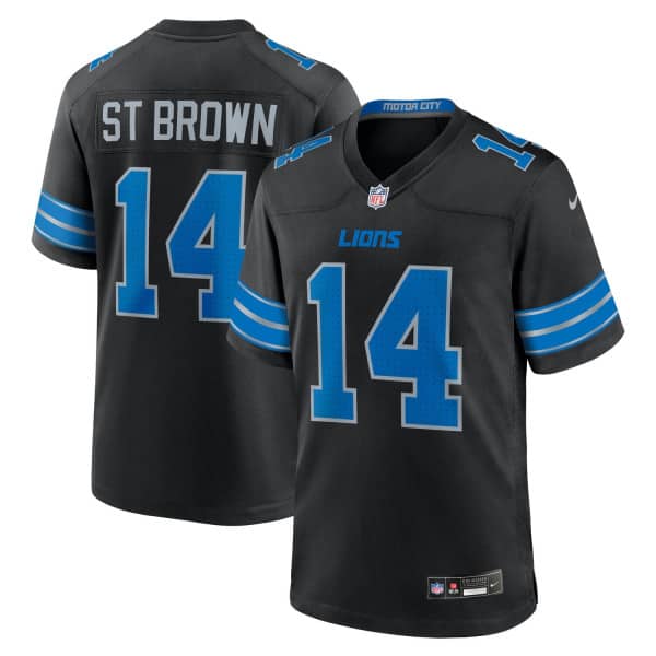 Amon-Ra St. Brown #14 Detroit Lions Nike Game NFL Jersey Black