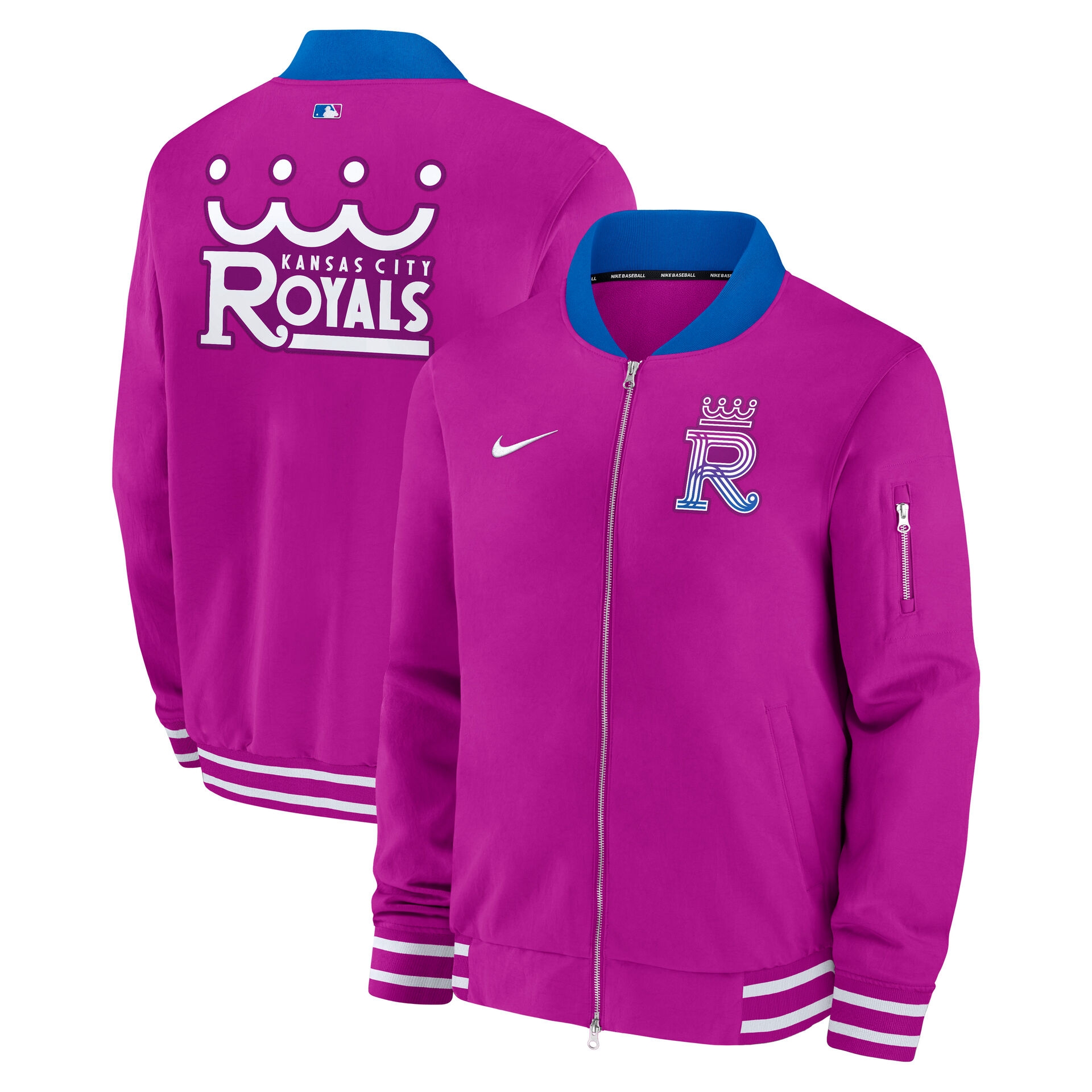 Kansas City Royals City Connect 2026 MLB Authentic Dugout Bomber Jacke Lila