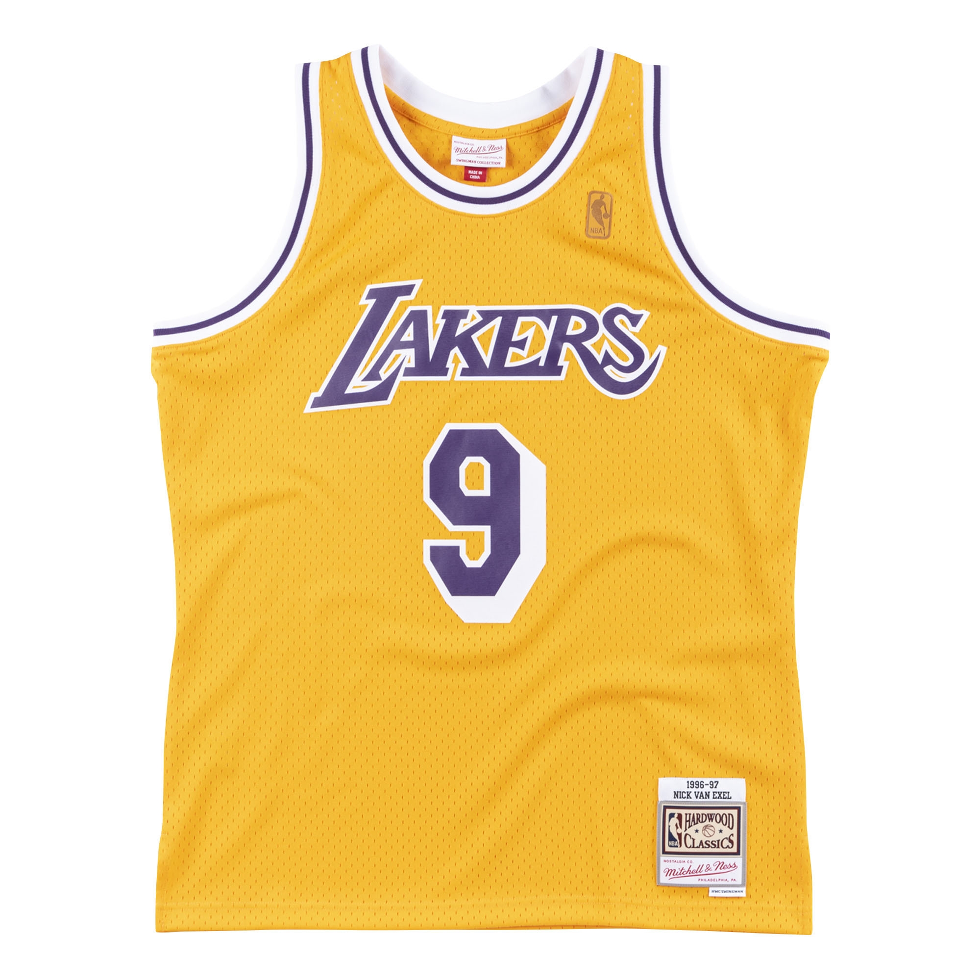 Nick Van Exel #9 Los Angeles Lakers 1996-97 Mitchell & Ness Swingman NBA Trikot Gelb
