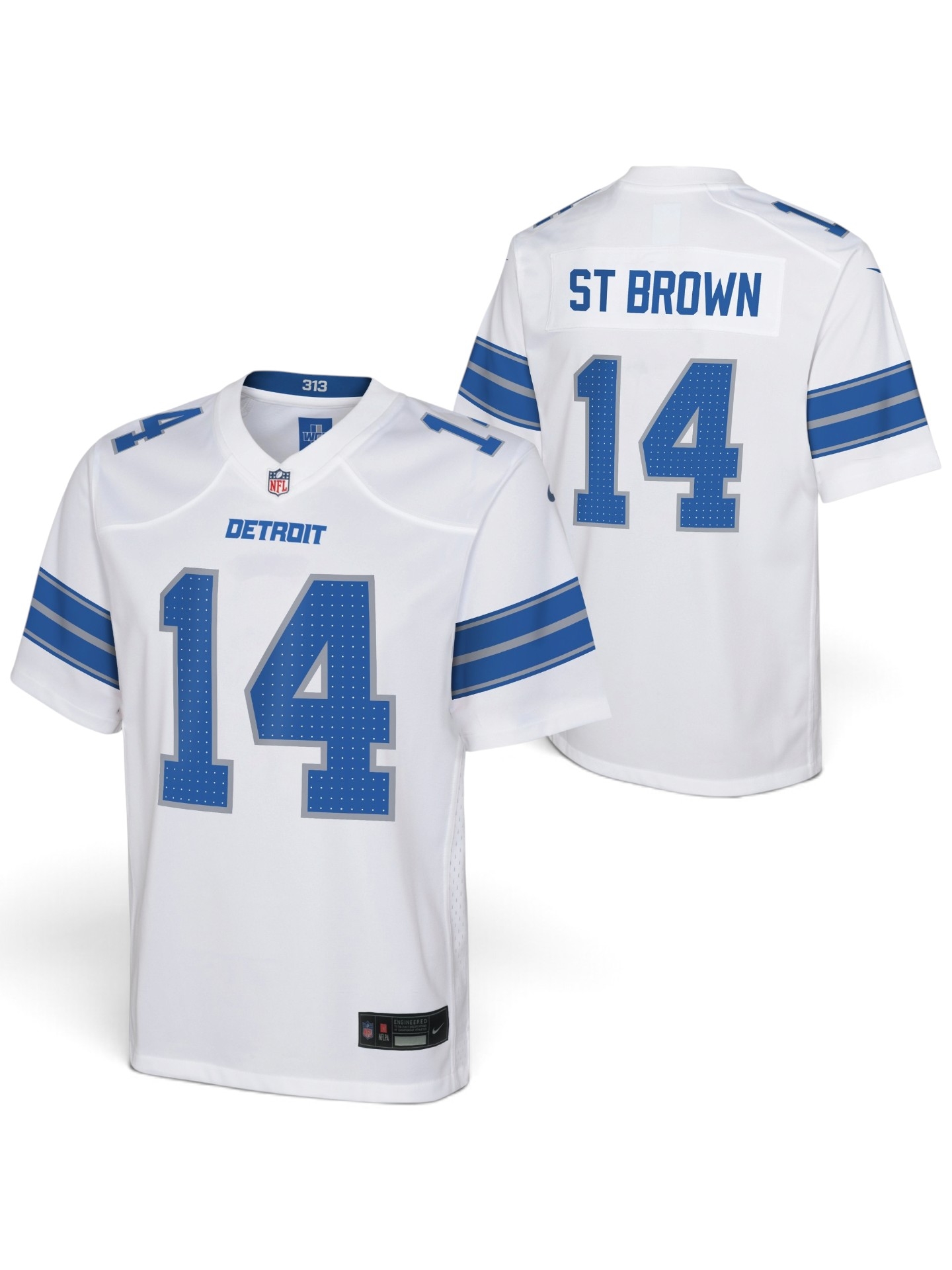 Amon-Ra St. Brown #14 Detroit Lions Game NFL Trikot Weiß (YOUTH)