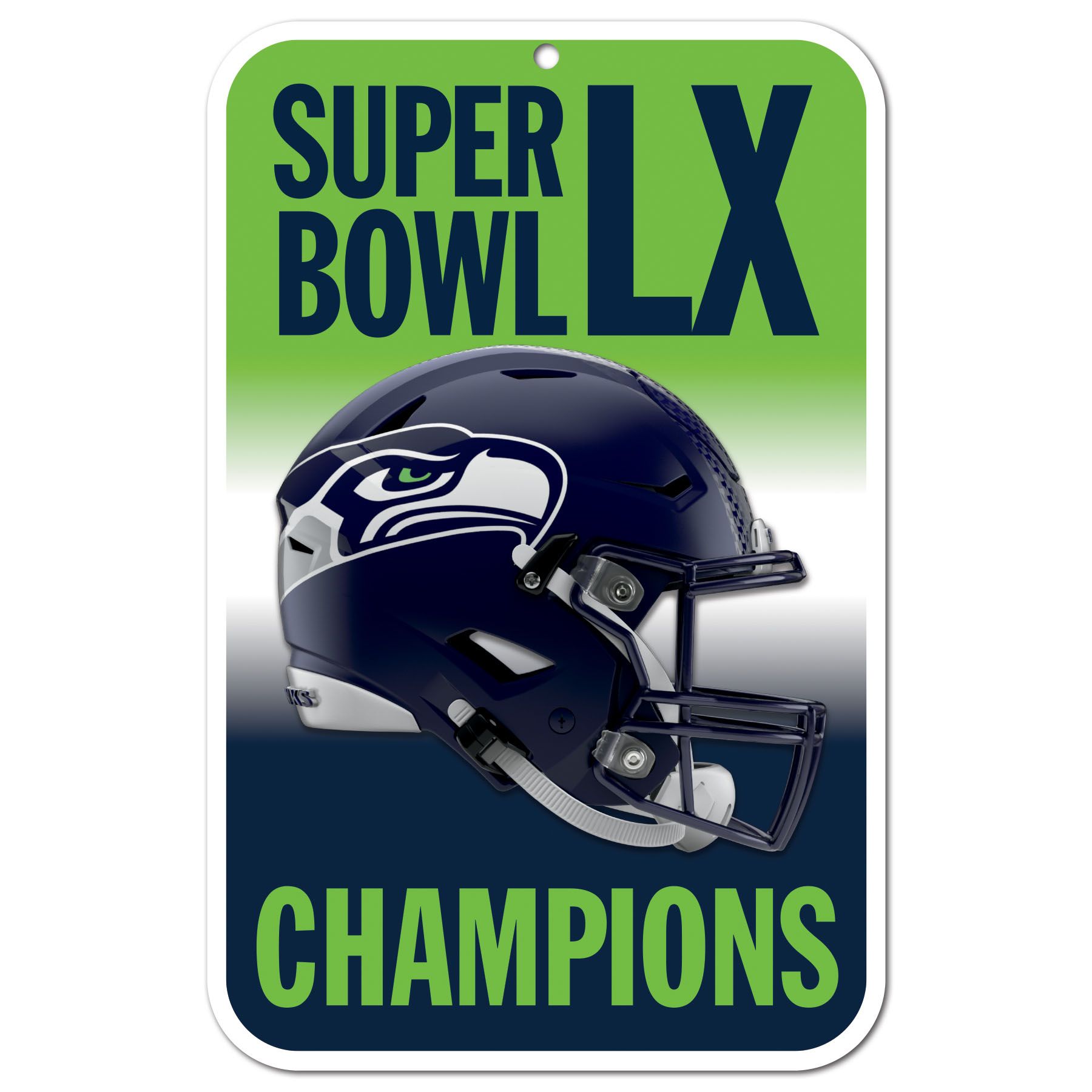 Seattle Seahawks Super Bowl LX Champions NFL Schild