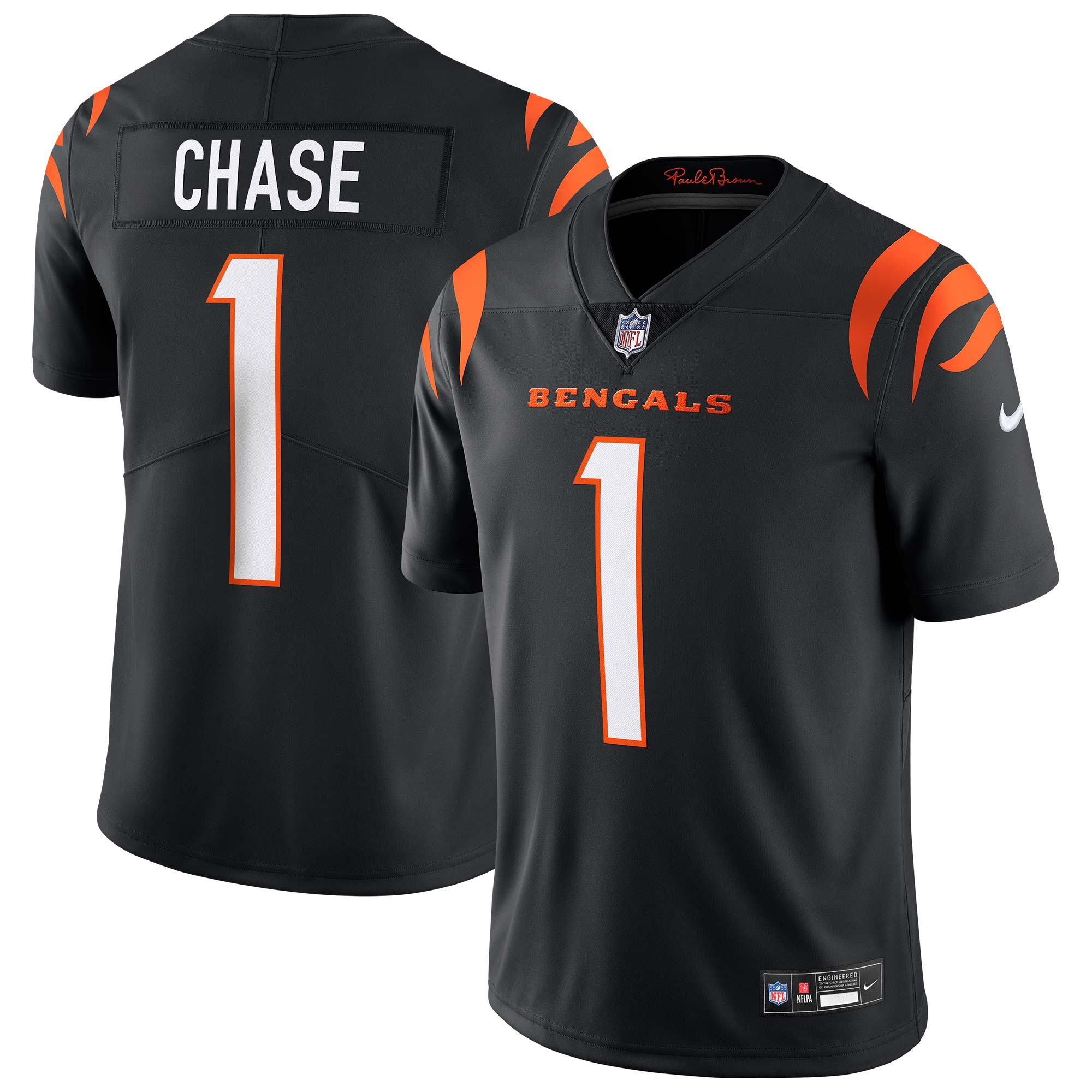 Ja'Marr Chase #1 Cincinnati Bengals Nike Vapor Untouchable Limited NFL Trikot Schwarz