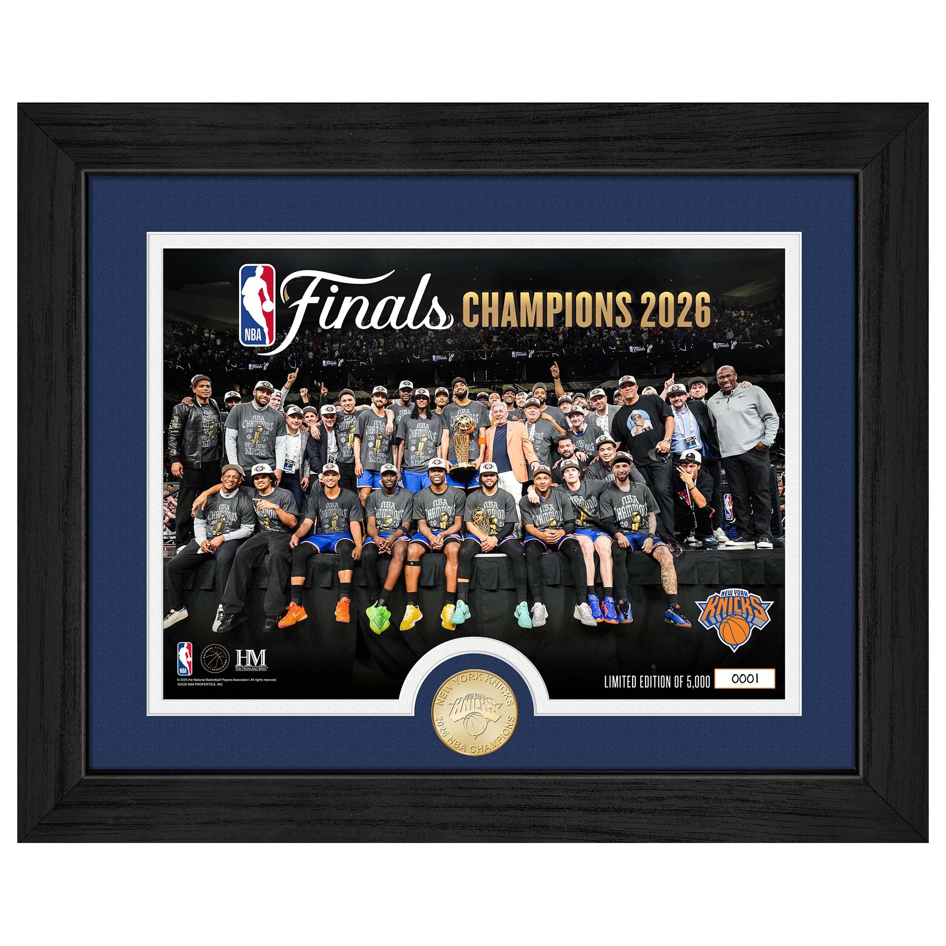 New York Knicks 2026 NBA Champions Celebration Bronze Coin Gerahmtes Bild