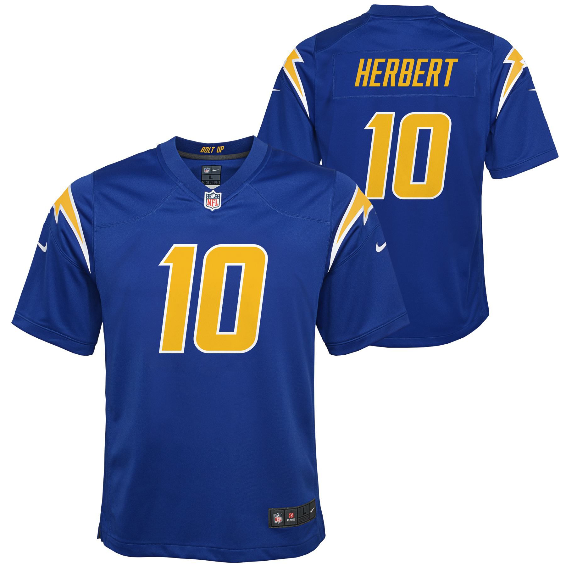 Justin Herbert #10 Los Angeles Chargers Color Rush Football NFL Trikot Blau (YOUTH)