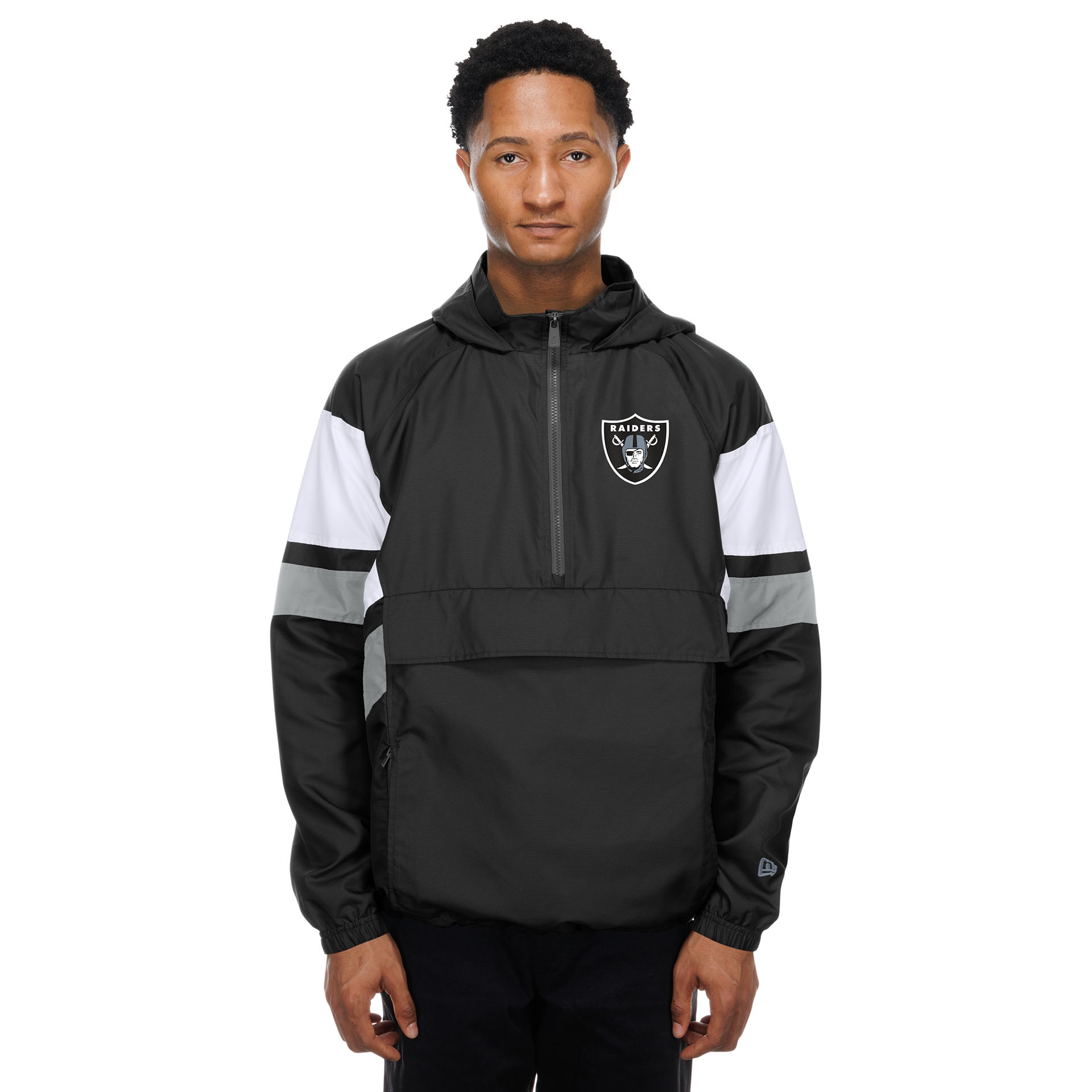 Las Vegas Raiders NFL Quarter Zip Windbreaker Jacke Schwarz