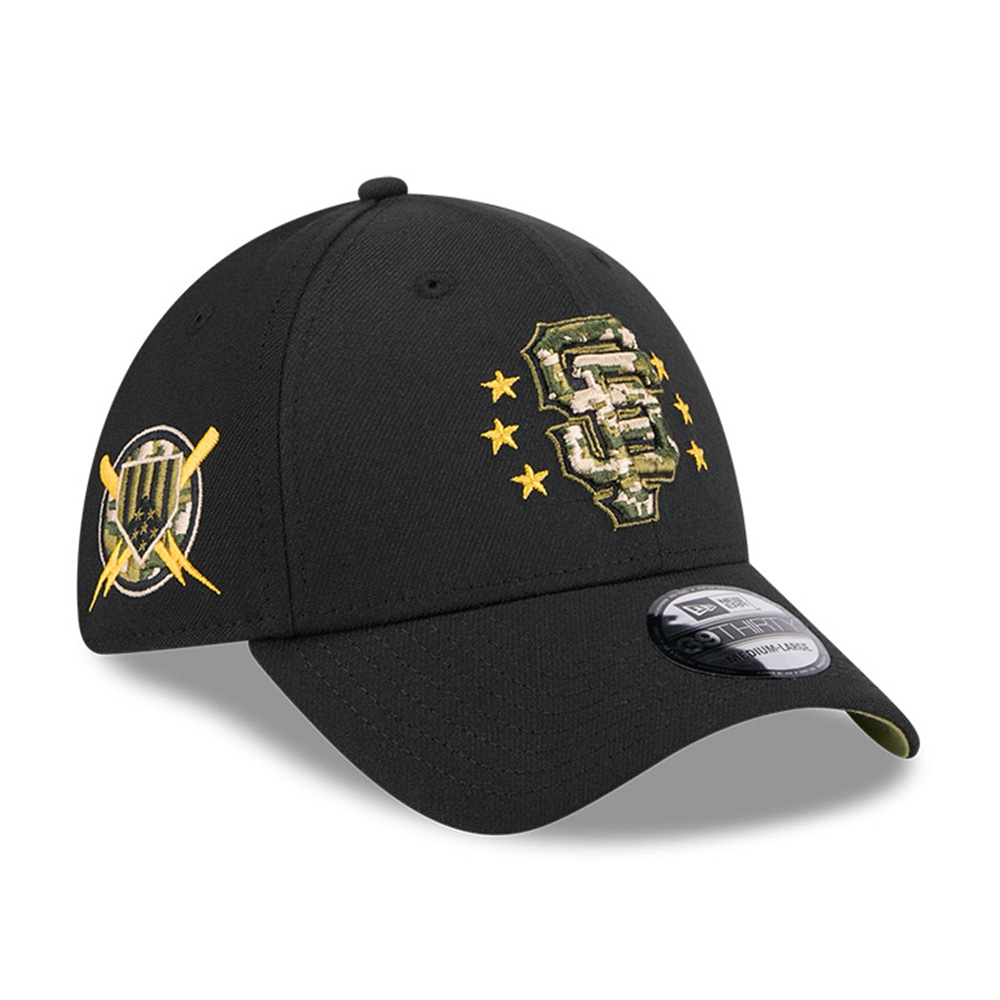 San Francisco Giants 2024 MLB Armed Forces New Era 39THIRTY Flex Cap Schwarz