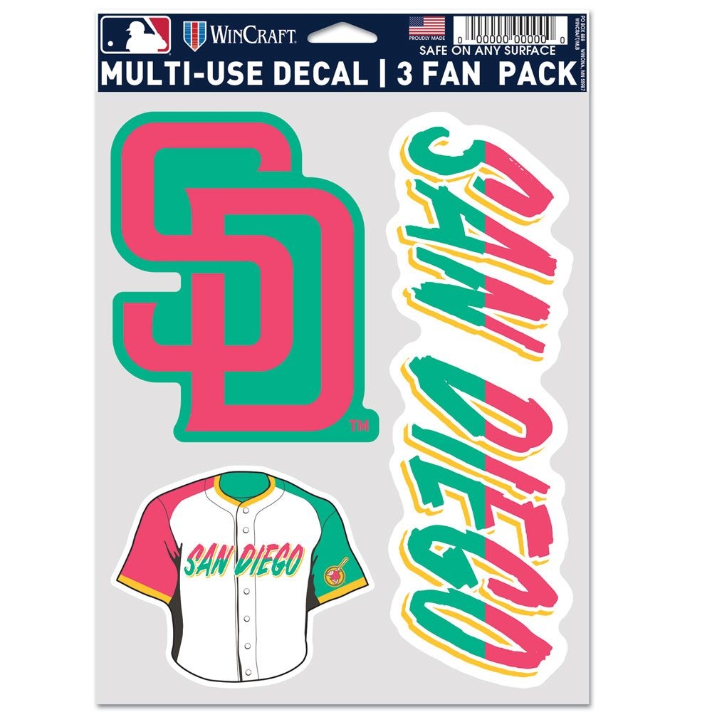 San Diego Padres City Connect Multi-Use MLB Decals Set (3 Pcs.)
