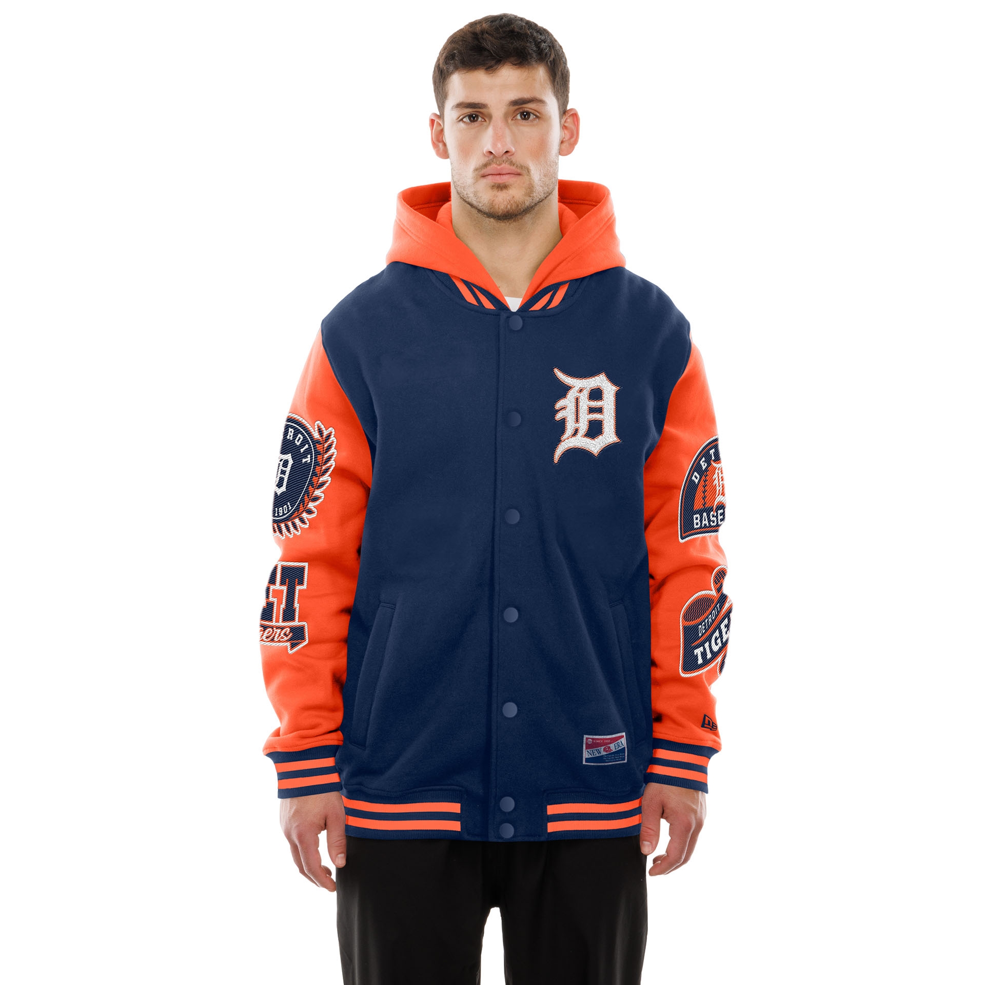 Detroit Tigers Full Snap Patch Jacke Navy/Orange