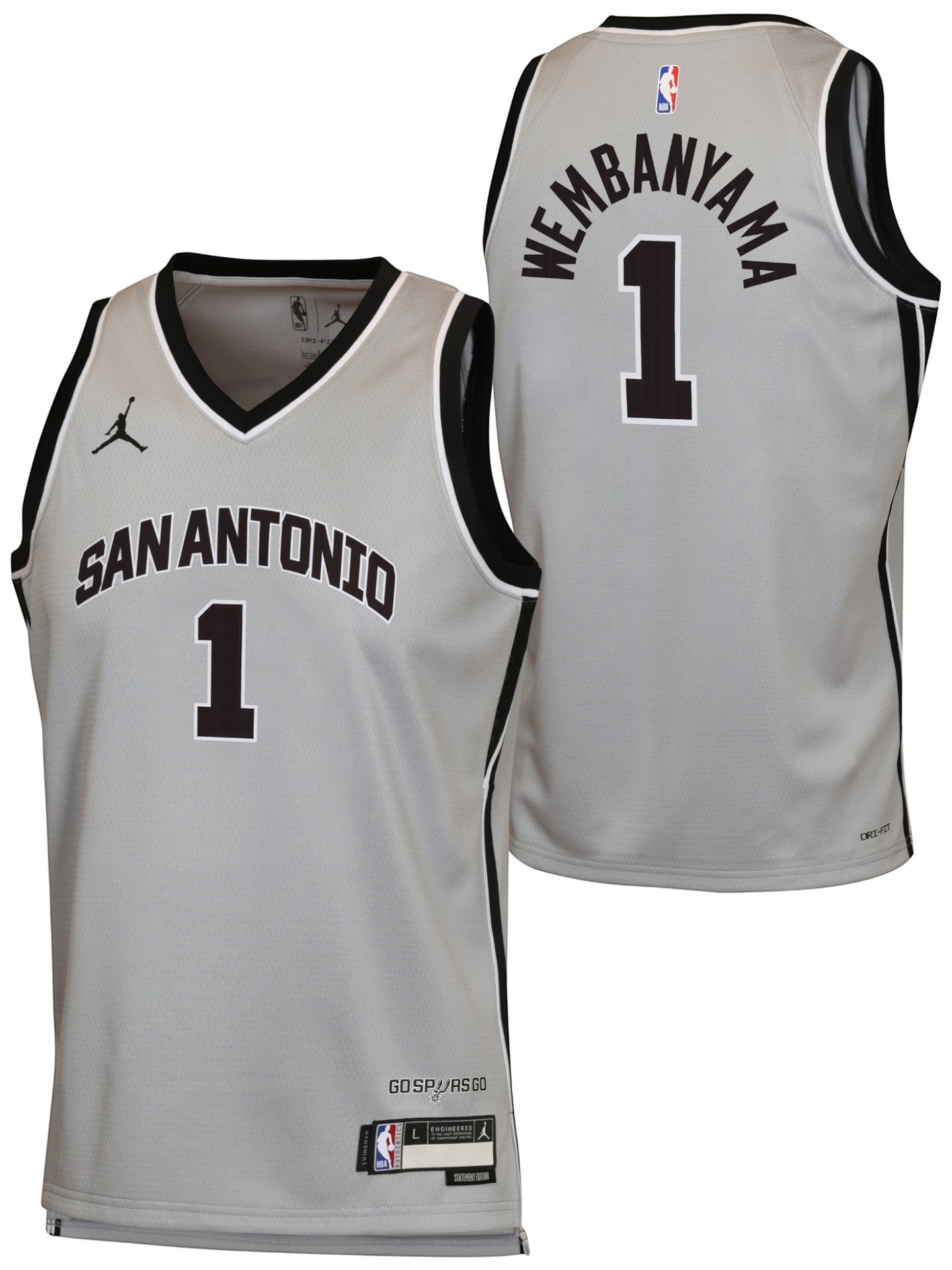 Victor Wembanyama #1 San Antonio Spurs Statement Swingman NBA Trikot Grau (YOUTH)
