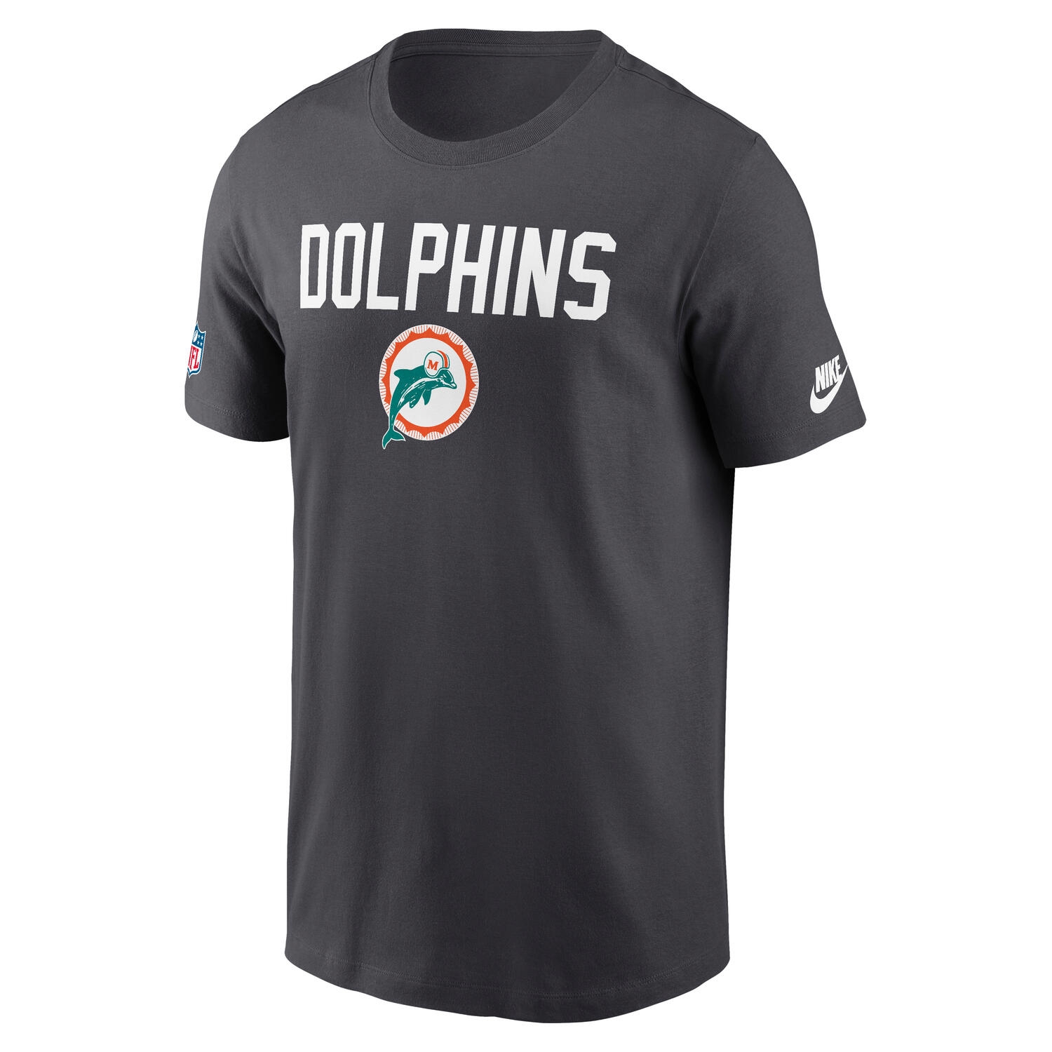 Miami Dolphins 2025 NFL Sideline Throwback Dri-Fit Performance T-Shirt Anthracite
