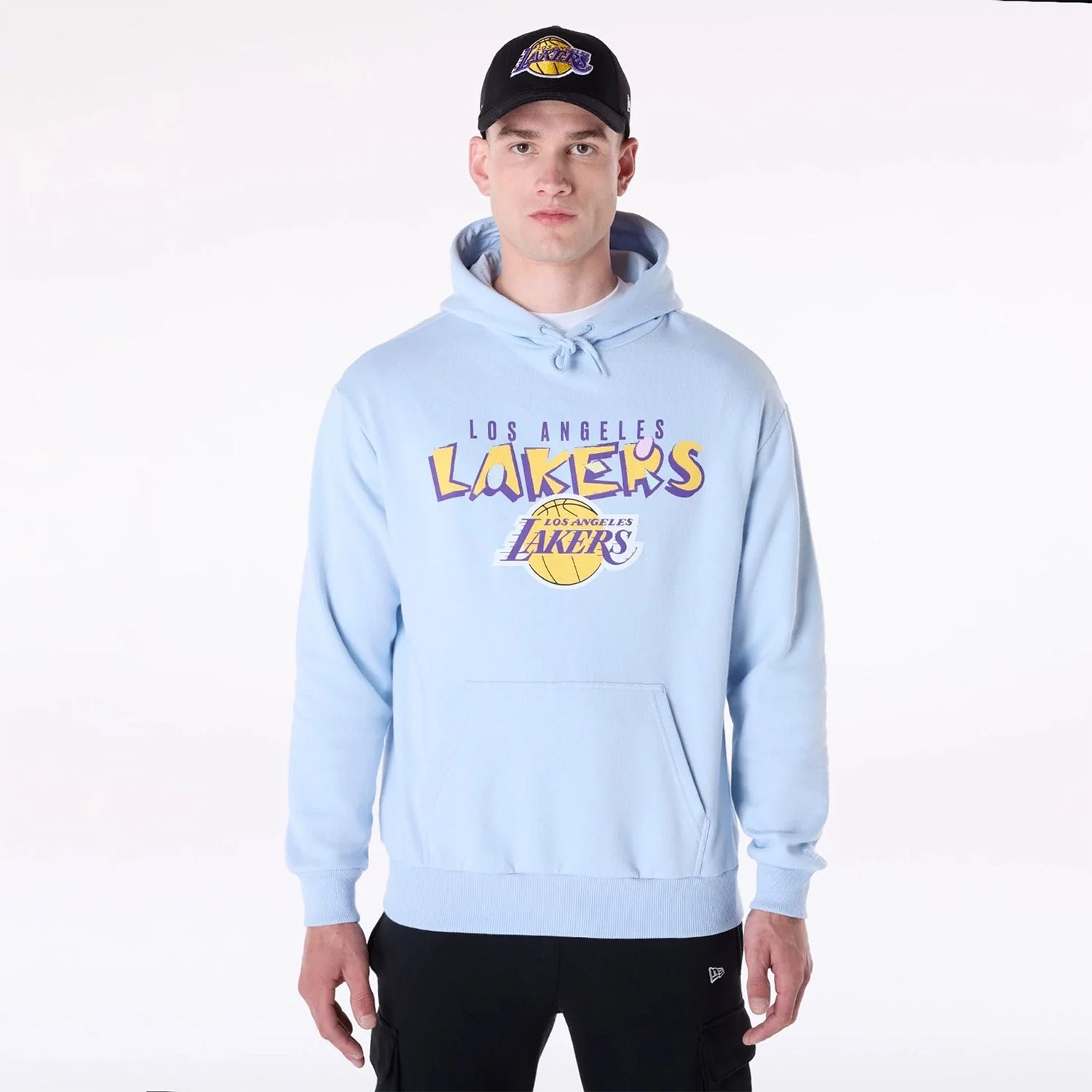 Los Angeles Lakers Block Graphic New Era Oversized NBA Hoodie Blau