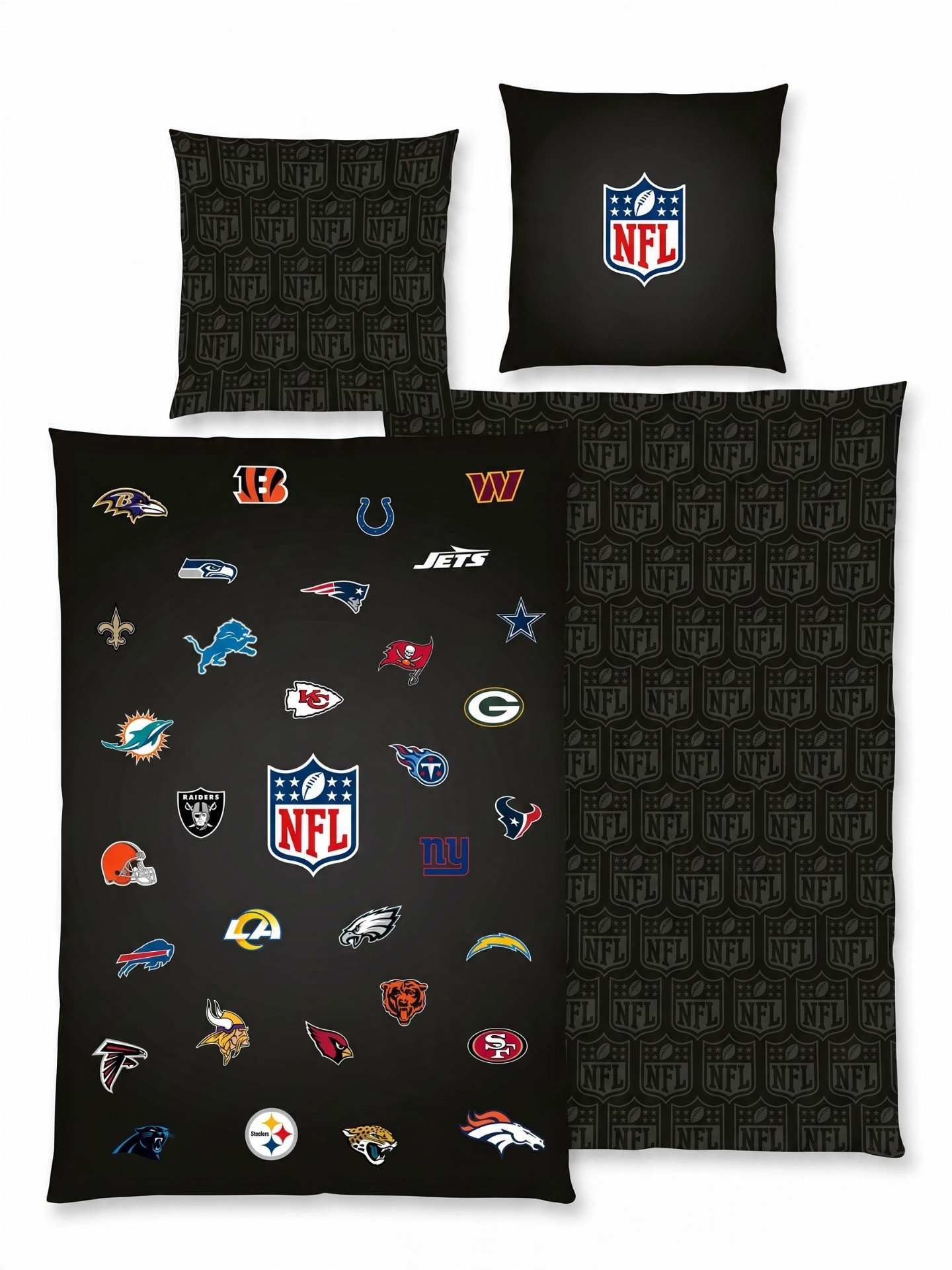 NFL All Teams Wende-Bettwäsche Schwarz