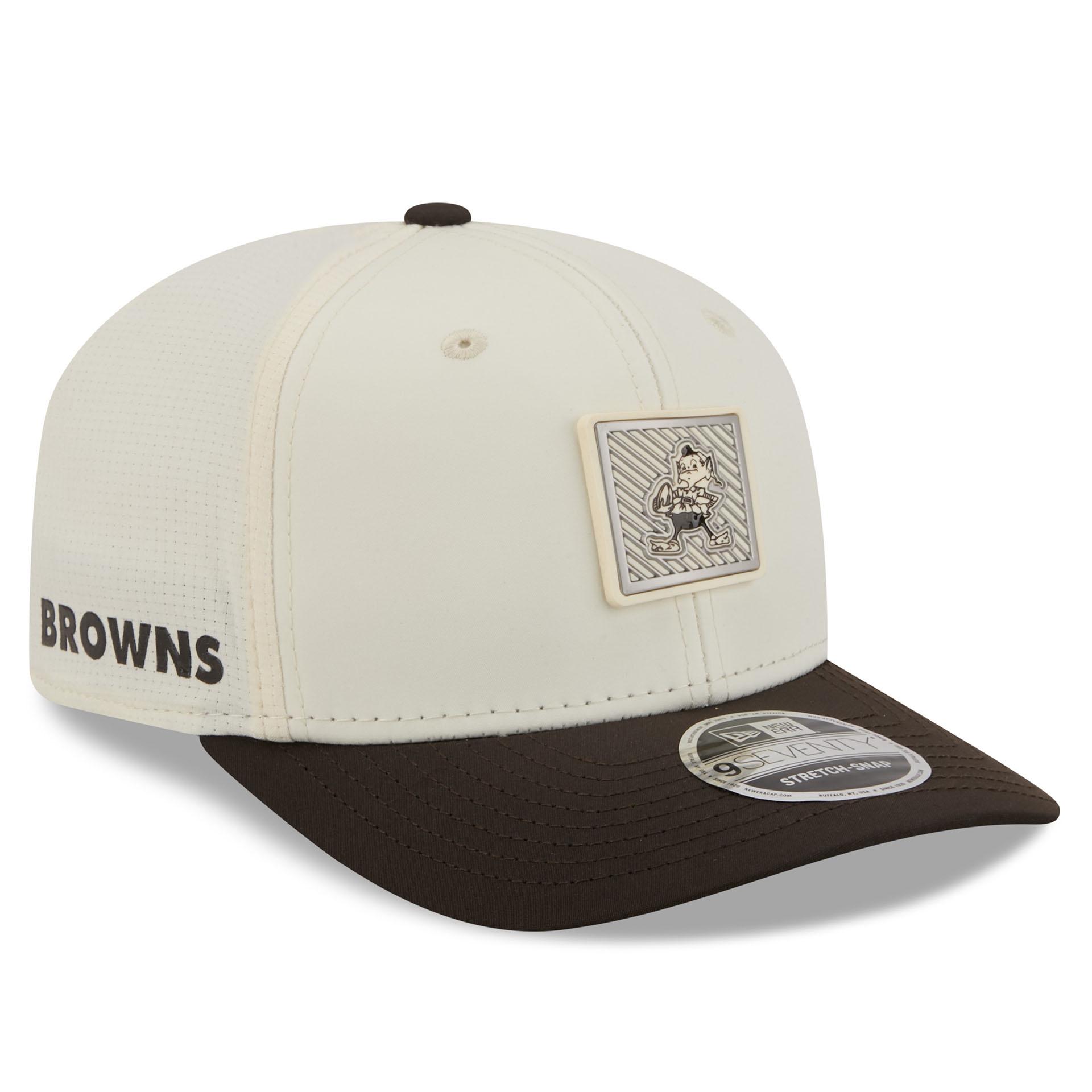 Cleveland Browns 2026 NFL Training Camp Historic Logo 9SEVENTY Stretch-Snap Cap Cream/Brown