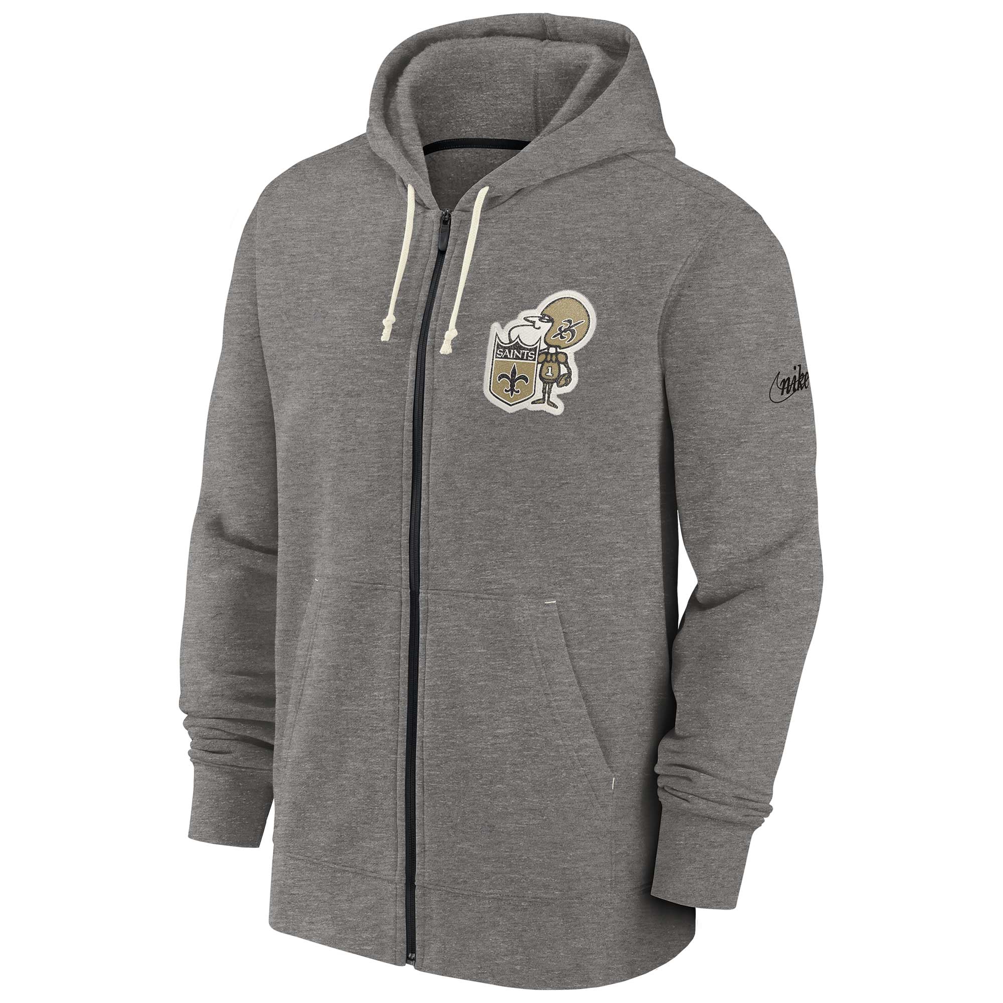 New Orleans Saints Historic Nike NFL Full-Zip Fleece Hoodie Grau