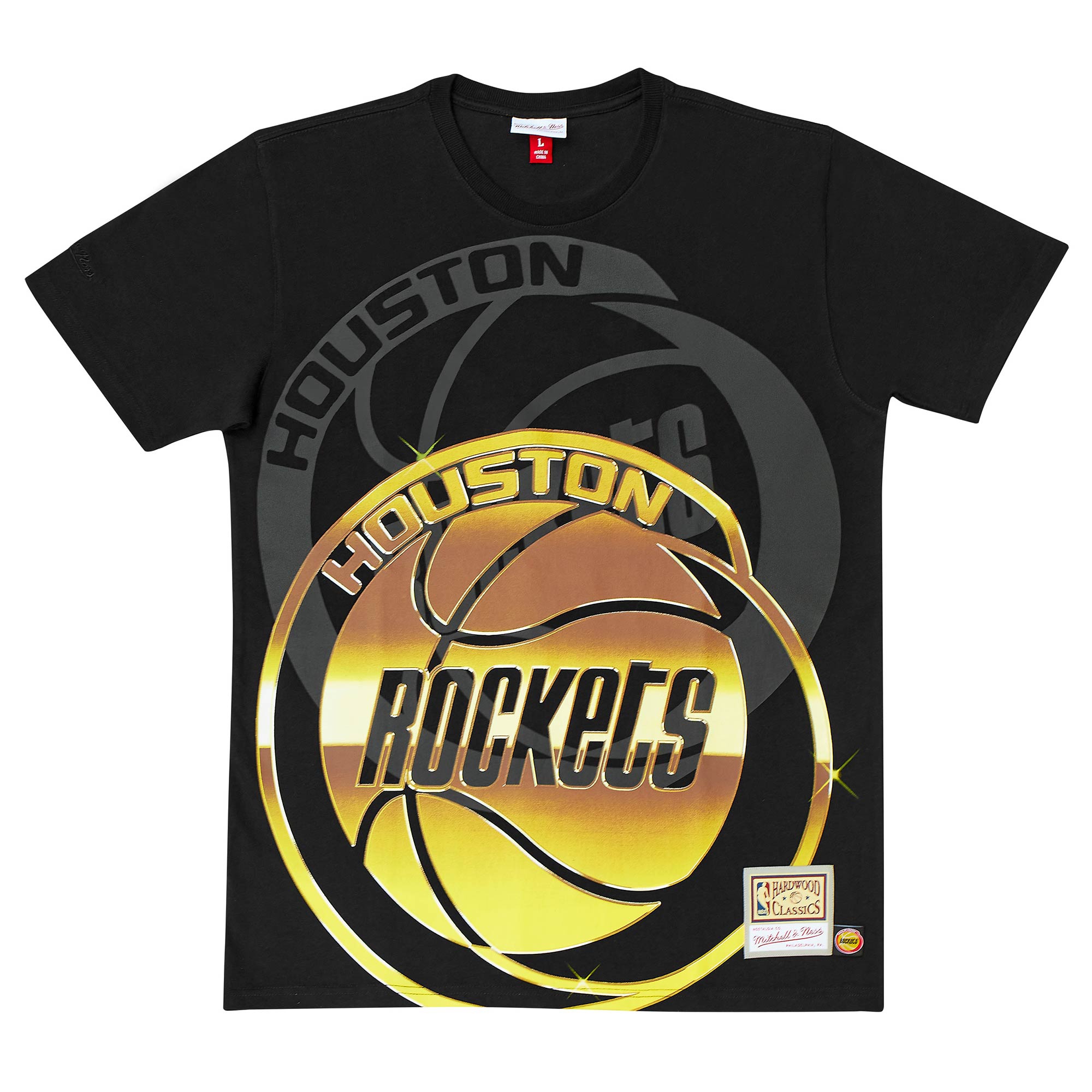 Houston Rockets Big Face 4.0 Heavyweight Mitchell & Ness NBA T-Shirt Schwarz