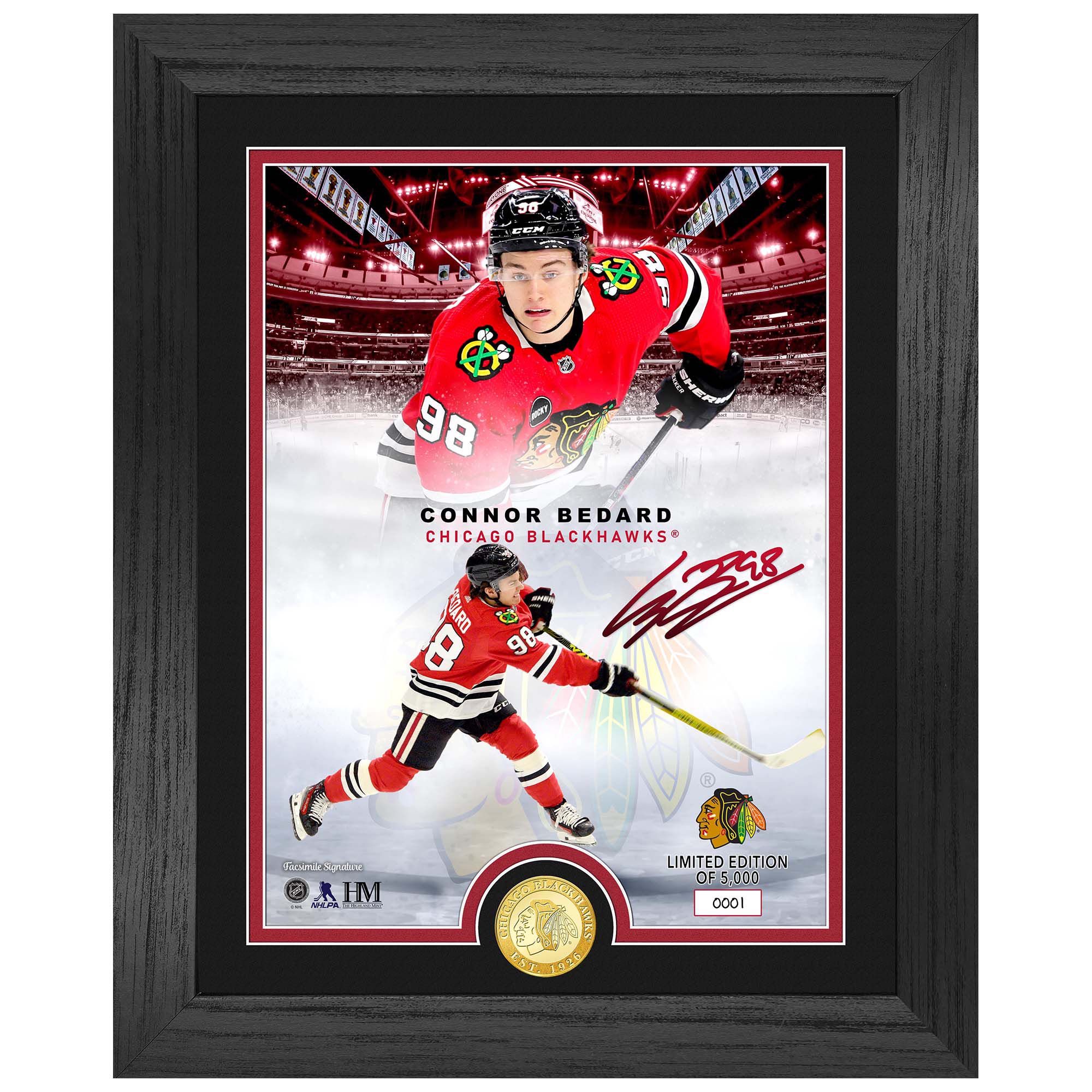 Connor Bedard Chicago Blackhawks Bronze Coin Gerahmtes NHL Bild